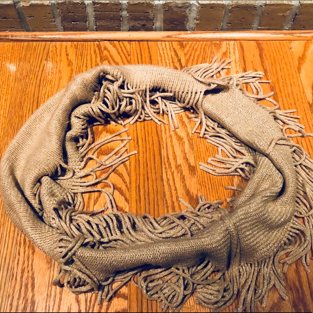 Infinity Scarf Gold Fringe